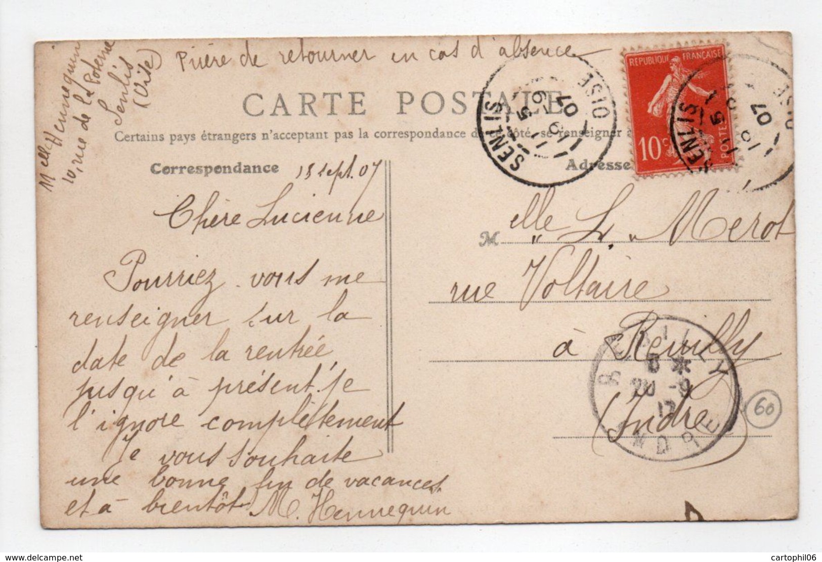- CPA SENLIS (60) - Ecole De La Rue De Beauvais 1907 - Edition B. F. N° 5 - - Senlis
