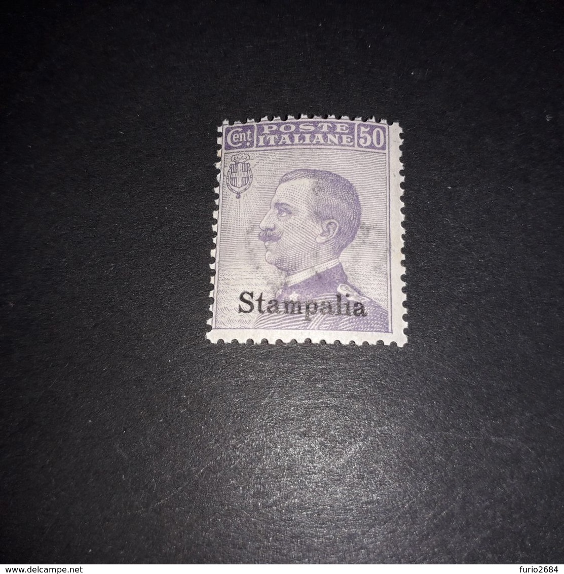 A3MIX07 POSSEDIMENTI ITALIANI 1912 FRANCOBOLLI D'ITALIA SOPRASTAMPATI STAMPALIA 50 C. VIOLETTO "XX" - Egeo (Stampalia)