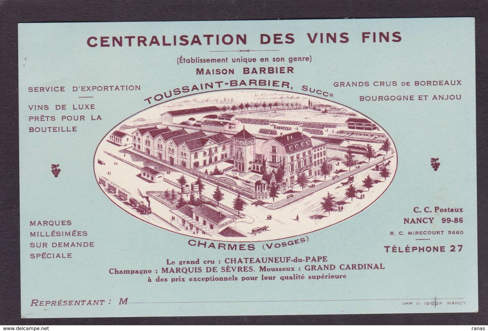 CPA Vosges 88 Charmes Publicité Publicitaire Vins Champagne Marquis De Sèvres Non Circulé - Charmes