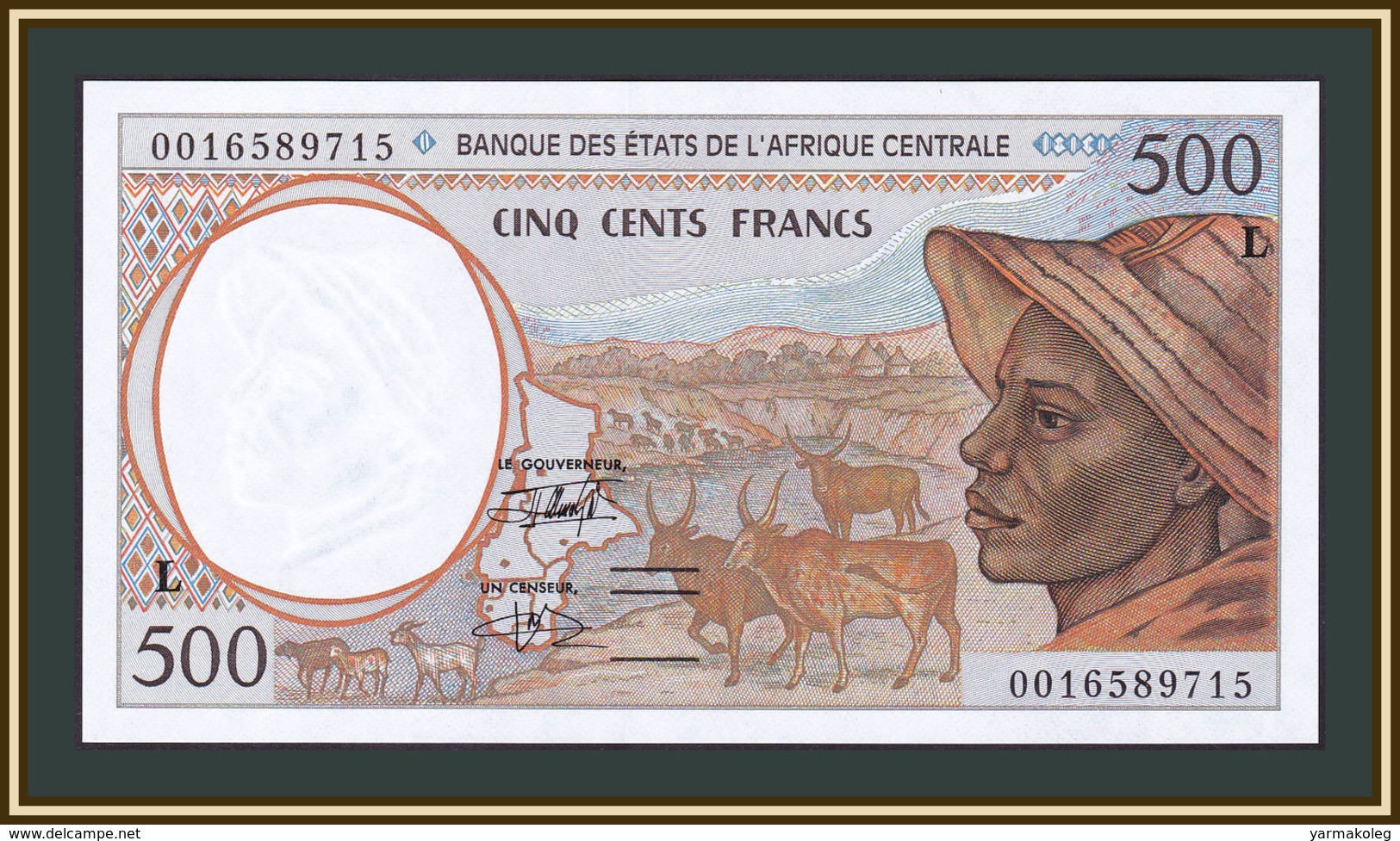 Central African Republic (L - Gabon) 500 Francs 2000 P-401 (401Lg) UNC - Centrafricaine (République)