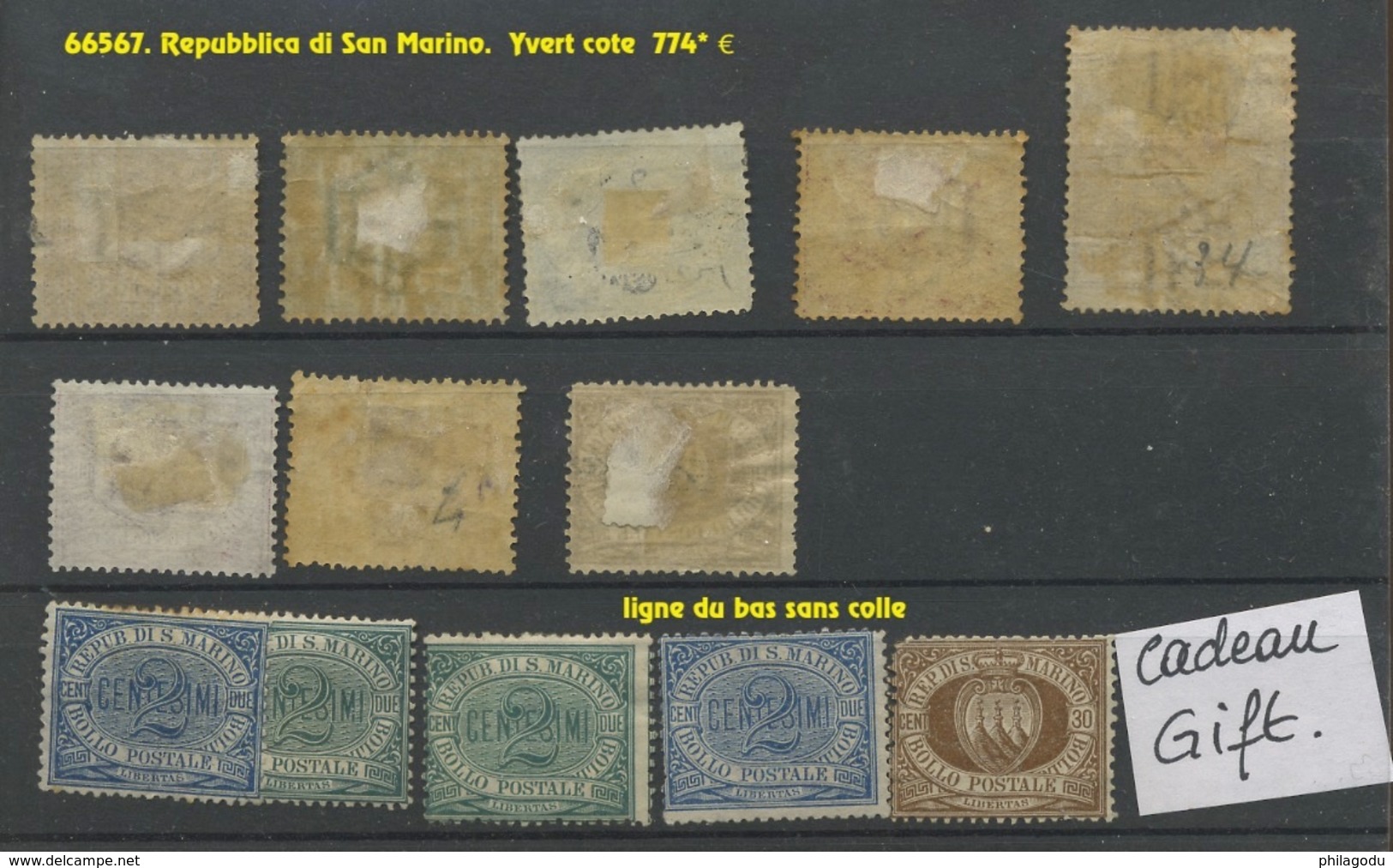 RSM * Premières émissions. Dépareillés.  Cote 774 Euros Et Une Prime. Un Est Surcharge Renversée Inverted Overprint - ...-1877 Prephilately