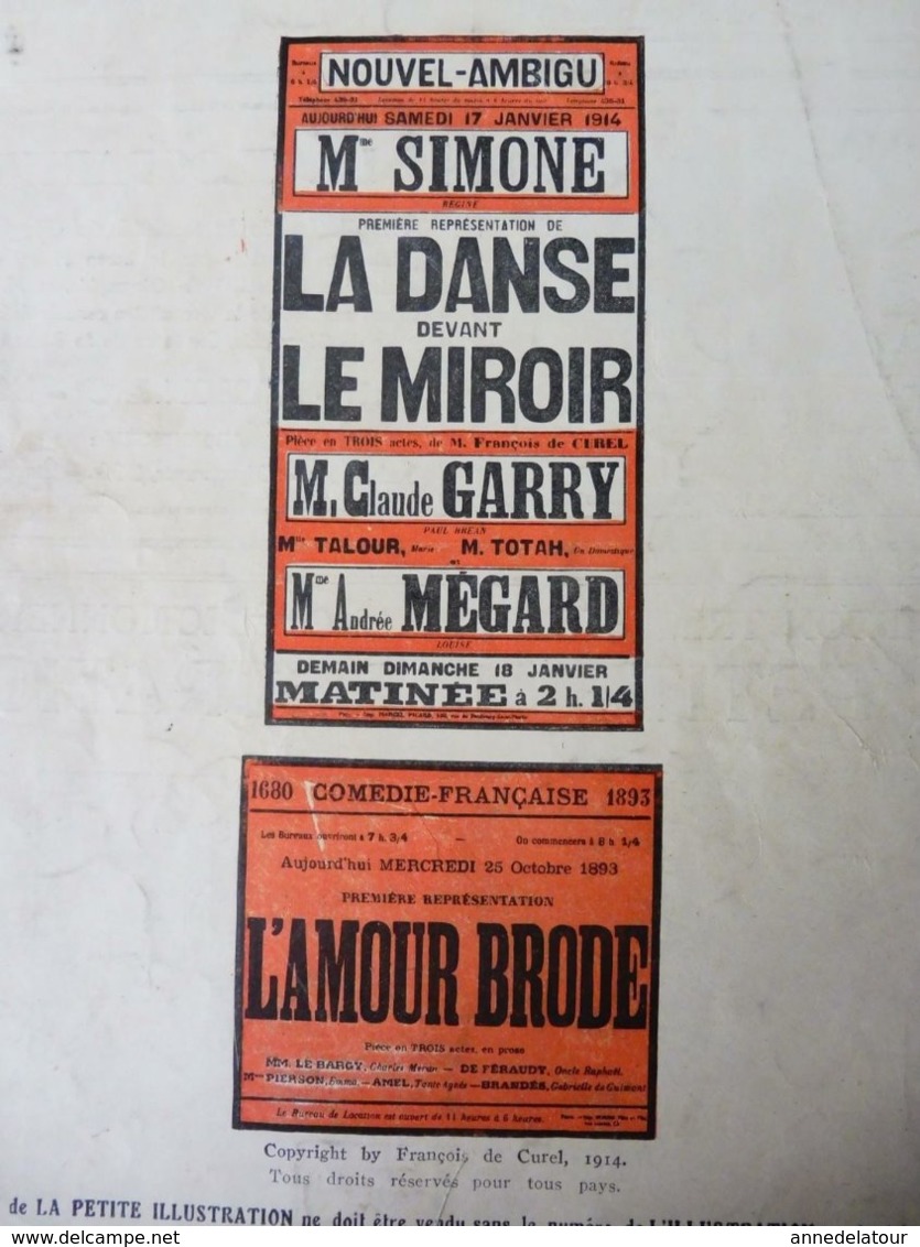 LA DANSE DEVANT LE MIROIR , De François De Curel & L'AMOUR BRODE ,dont Portrait (LA PTE ILLUSTRATION 1914) Pub URODONAL - Französische Autoren