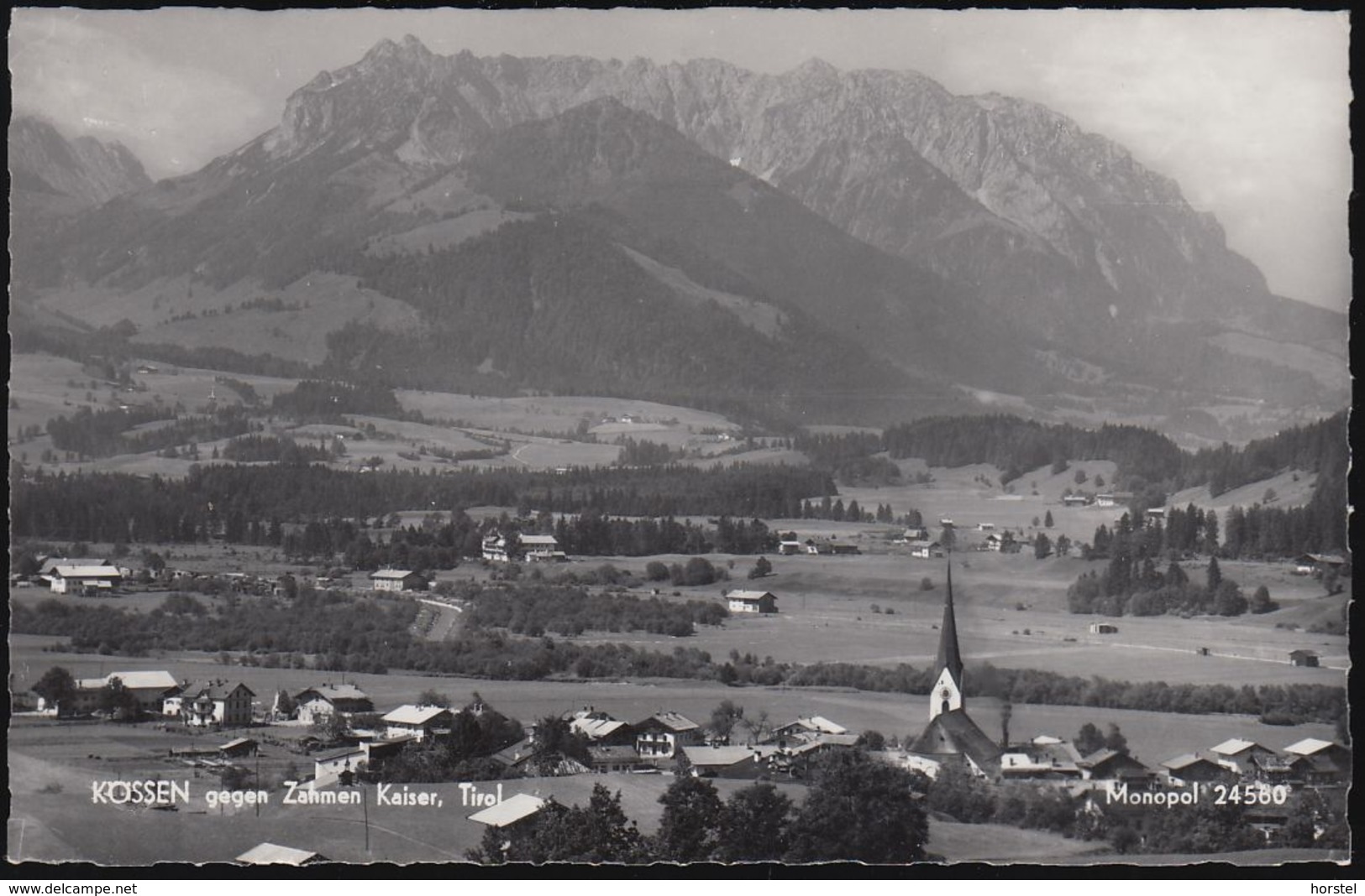 Austria - 6345 Kössen - Gegen Zahmen Kaiser - Ortsansicht - Kirche - Waidring