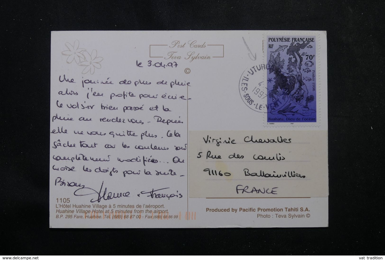 POLYNÉSIE - Affranchissement De Uturoa Sur Carte Postale Pour La France En 1997 - L 64064 - Briefe U. Dokumente