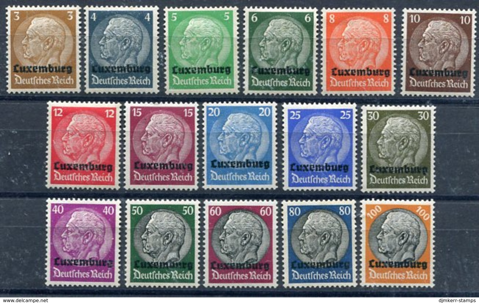 LUXEMBURG 1940 Overprint On Hindenburg Definitives LHM / *.  Michel 1-16 - Occupation 1938-45