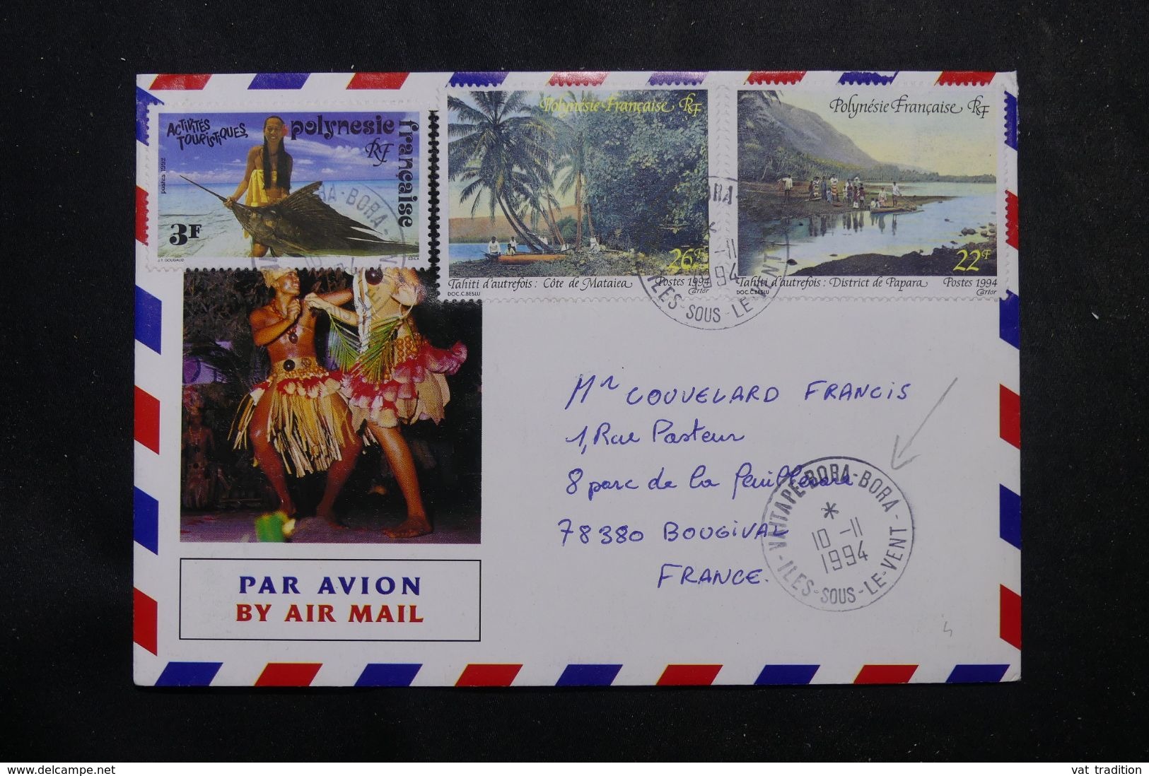 POLYNÉSIE - Affranchissement De Vaitape-Bora-Bora Sur Enveloppe Pour La France En 1994 - L 64074 - Lettres & Documents