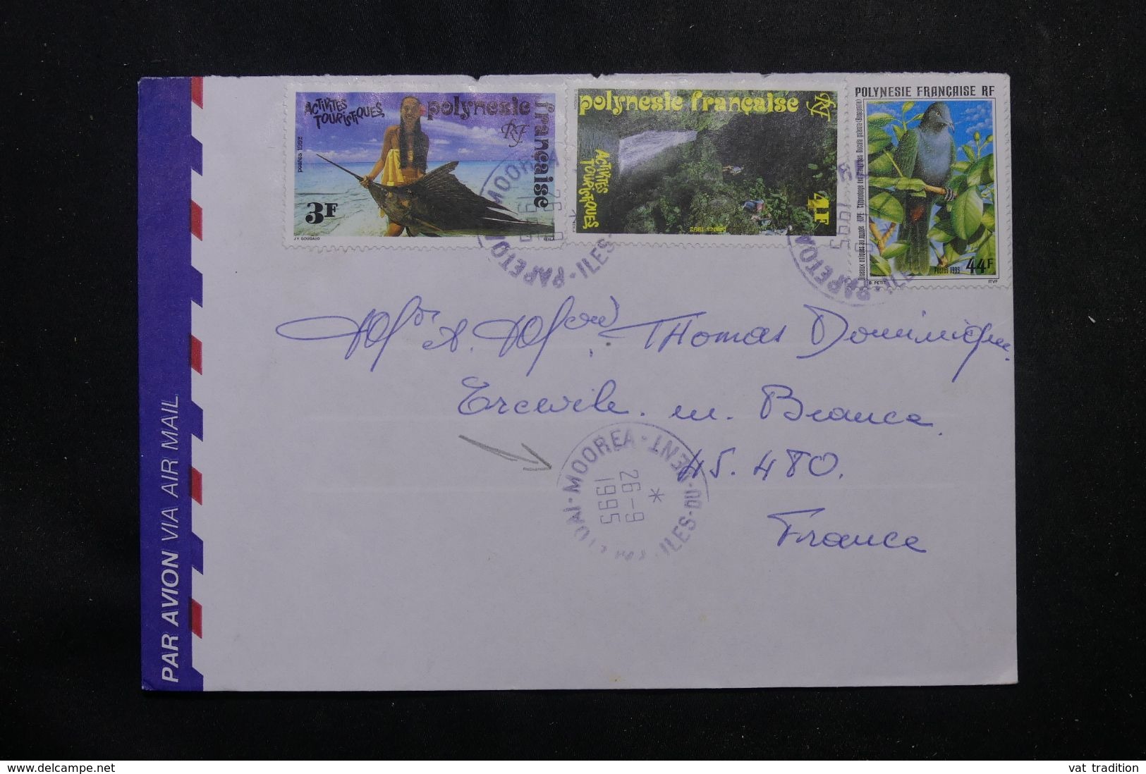 POLYNÉSIE - Affranchissement De Papetoa-Moorea Sur Enveloppe En 1995 Pour La France - L 64090 - Lettres & Documents