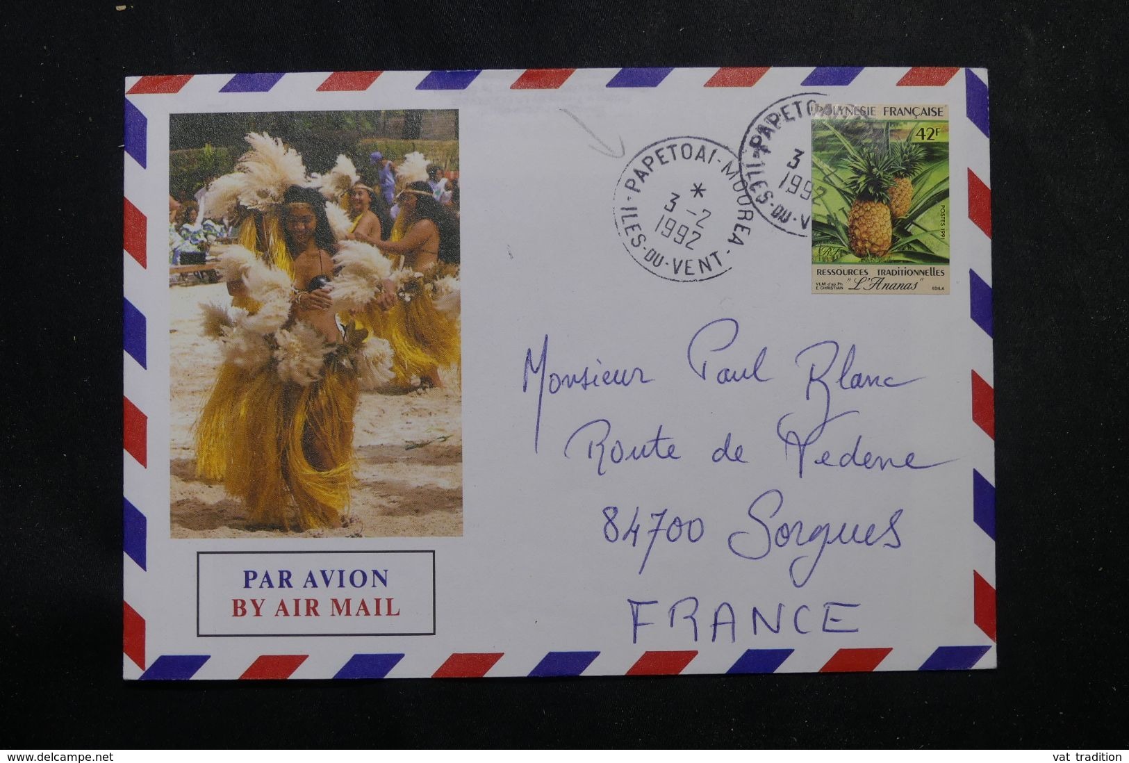 POLYNÉSIE - Affranchissement De Papetoai - Mooréa Sur Enveloppe En 1992 Pour La France - L 64096 - Briefe U. Dokumente