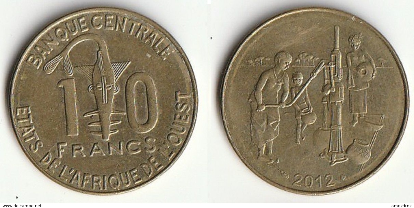 Pièce De 10 Francs CFA XOF 2012 Origine Côte D'Ivoire Afrique De L'Ouest (v) - Côte-d'Ivoire