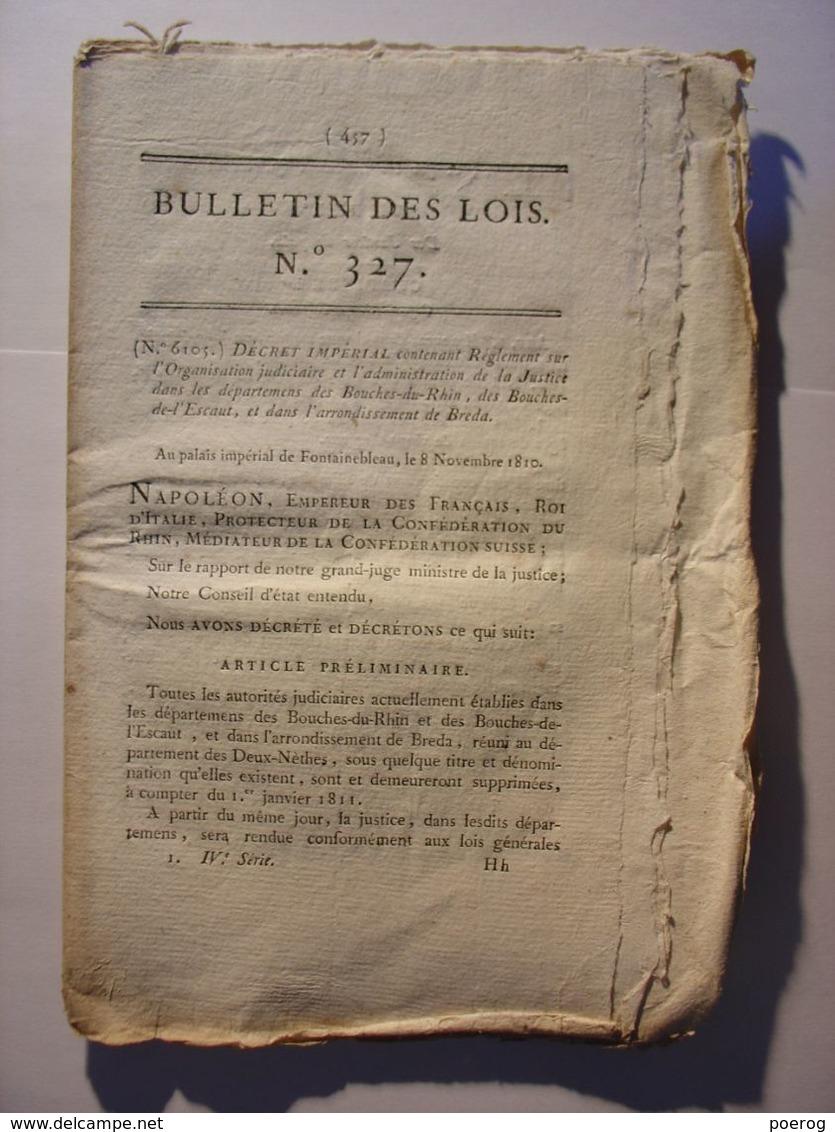 BULLETIN DES LOIS 1810 - HOLLANDE HOLLAND PAYS BAS BREDA - ASSOCIATIONS TONTINES - IMPRIMERIE - MONNAIES ITALIE ITALIA - Gesetze & Erlasse