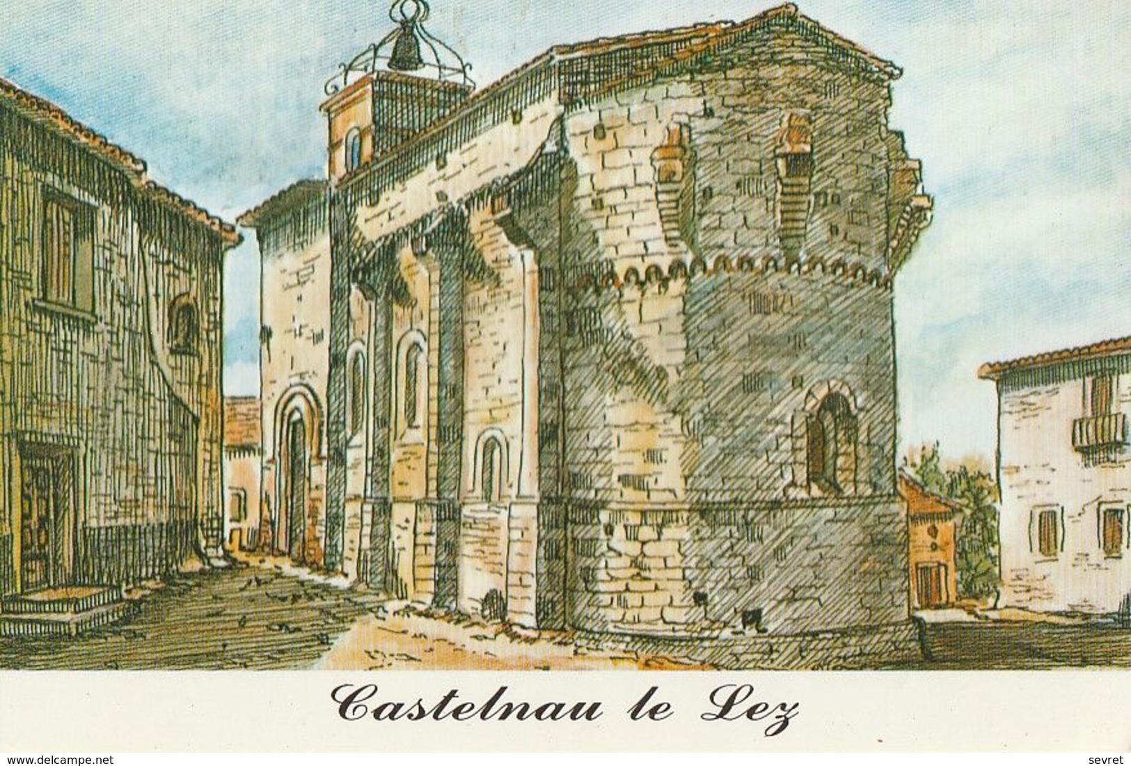 CASTELNAU LE LEZ. - Dessin De L'Eglise. CPM Pas Courante. - Castelnau Le Lez