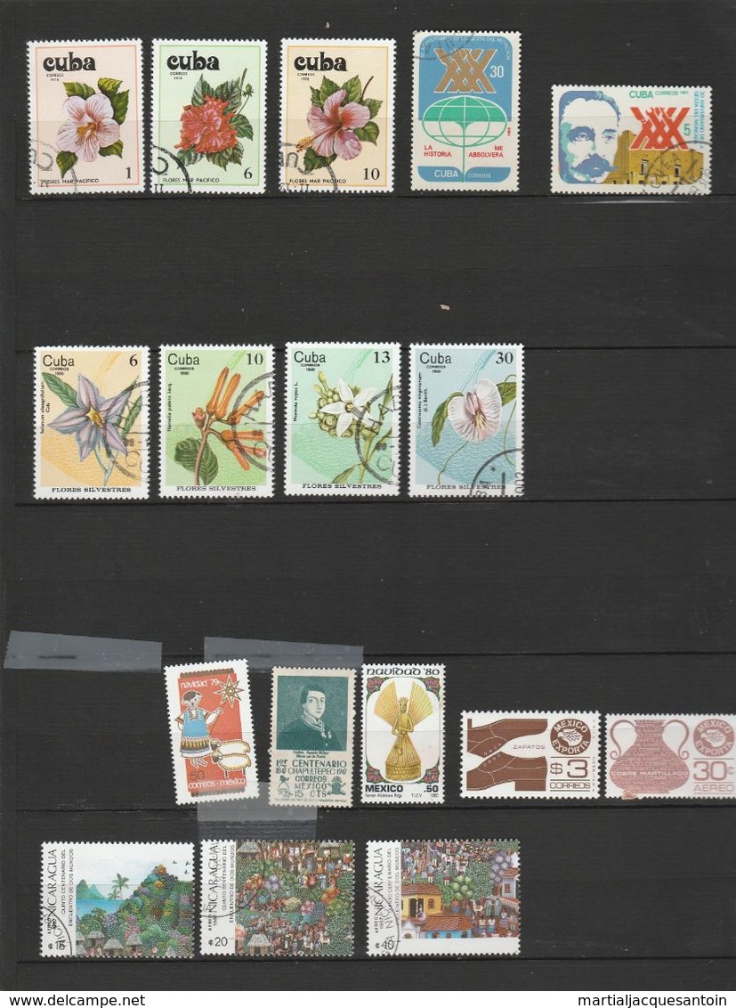 CUBA 24 TIMBRES DIFFERENTS ET 3 NICARAGUA + 5 MEXIQUE - Collections, Lots & Series