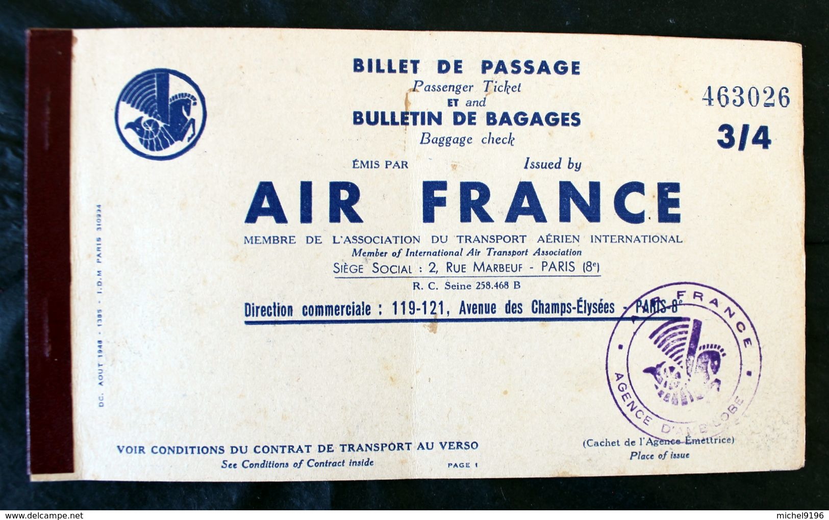 Billet Avion Air France Ambilobe Nossi-Bé  Chauvicourt 1953 - Monde