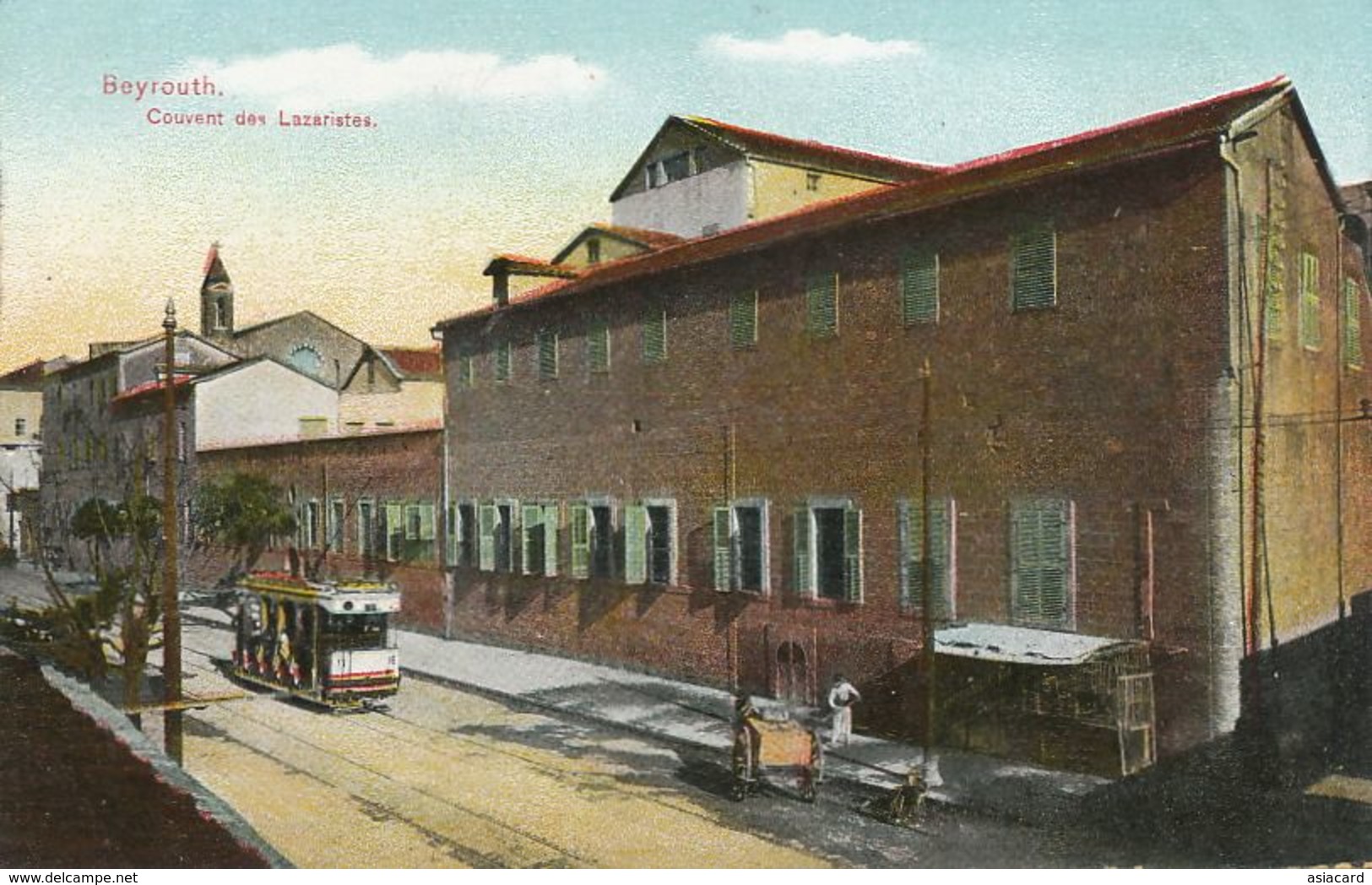 Liban Beyrouth Couvent Des Lazaristes Tram Tramway   . Hand Colored .  Edit Terzis Beyrouth Jerusalem - Liban