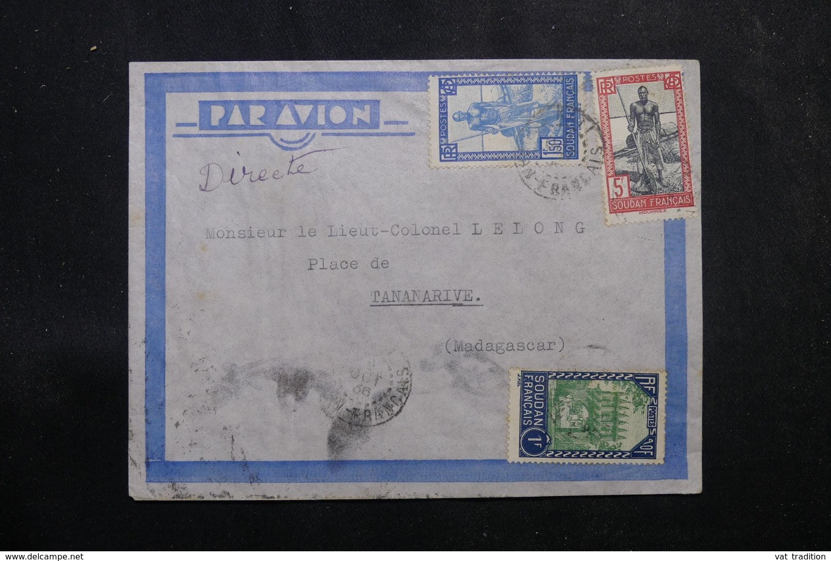 SOUDAN - Enveloppe De Kati Pour Madagascar En 1936,  Affranchissement Plaisant - L 64207 - Cartas & Documentos