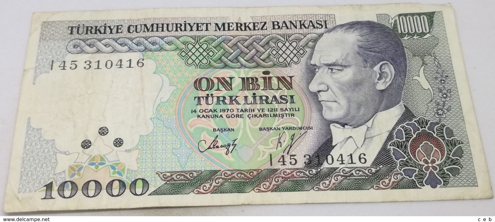 Billete Turquía. 10000 Liras. L1970. Original. Muy Buena Conservación - Turkey