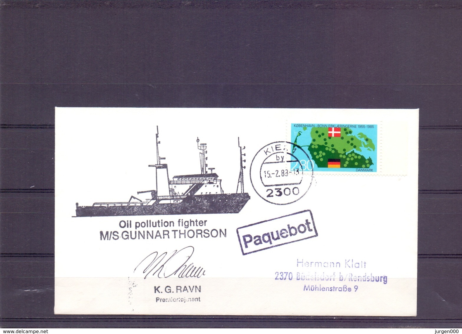 Danmark - Oil Pollution Fighter M/S Gunnar Thorson - Kiel 15/2/83    (RM15266) - Bateaux