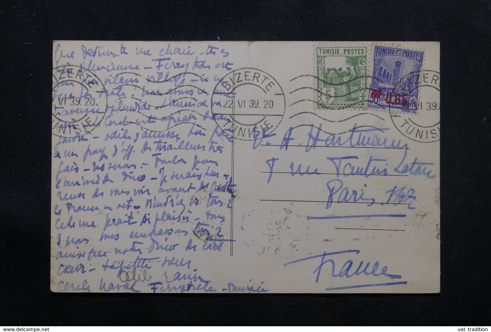 TUNISIE - Affranchissement De Bizerte Sur Carte Postale En 1939 Pour La France - L 64239 - Covers & Documents