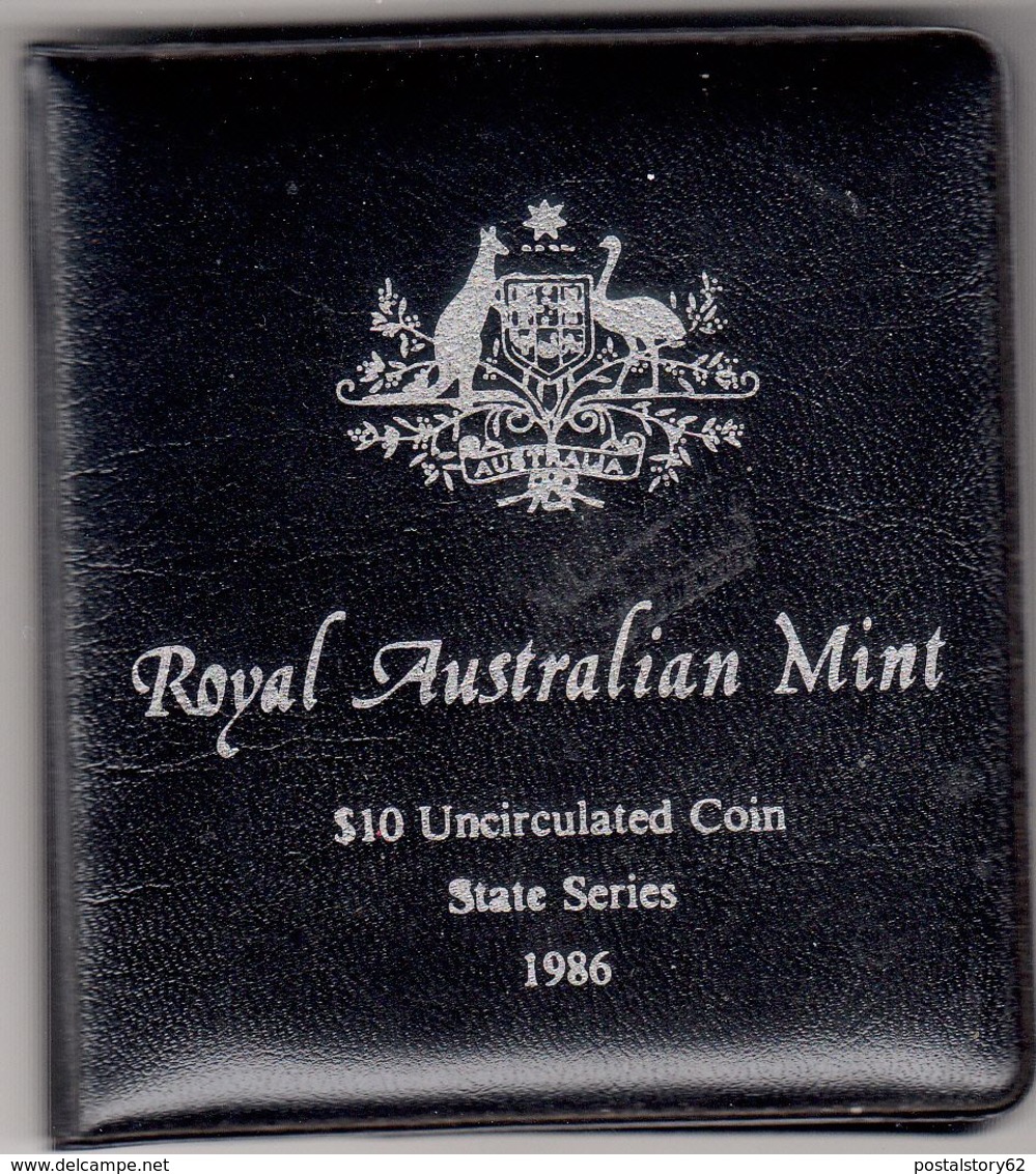 1986 South Australia State Series Uncirculated $ 10 Coin In Original Ram Flip - Ongebruikte Sets & Proefsets