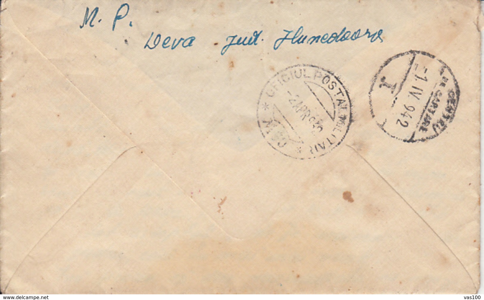 WW2 LETTER, MILITARY CENSORED, DEVA NR 23, WARFIELD POST OFFICE NR 30, 176, KING MICHAEL STAMP ON COVER, 1942, ROMANIA - Lettres 2ème Guerre Mondiale