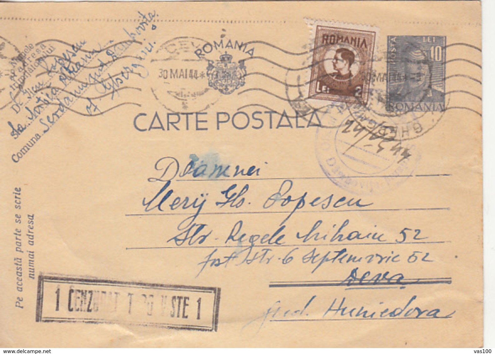 WW2 LETTER, MILITARY CENSORED, DEVA NR 23, WARFIELD POST OFFICE NR 30, 176, KING MICHAEL STAMP ON COVER, 1942, ROMANIA - Lettres 2ème Guerre Mondiale