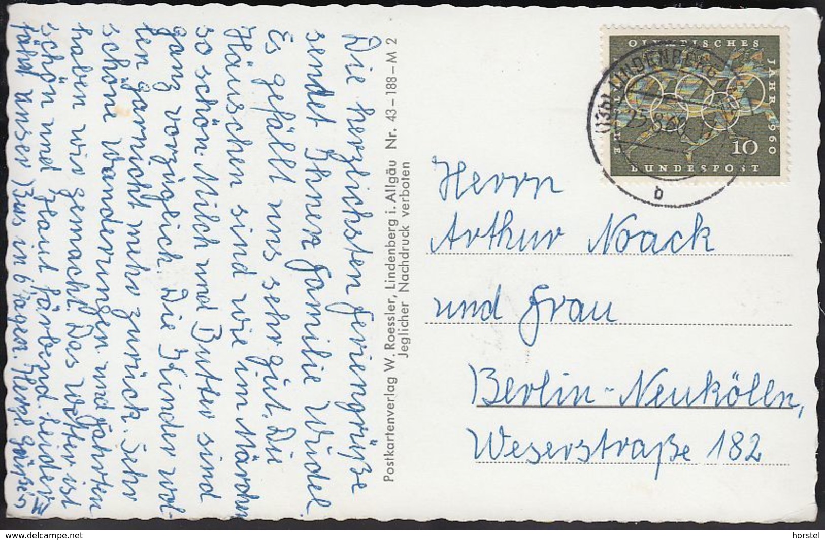 D-88161 Lindenberg I. Allgäu - Berliner - Feriendorf - Nadenberg - Nice Stamp "Olympia" - Lindenberg I. Allg.
