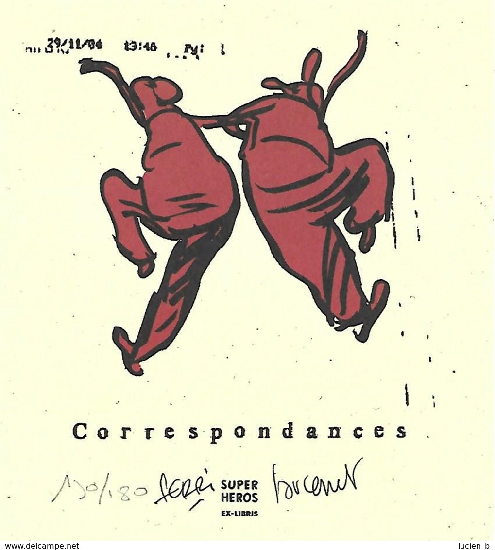 LARCENET - Ex-libris "Correspondances"  (EB) - Illustrateurs J - L
