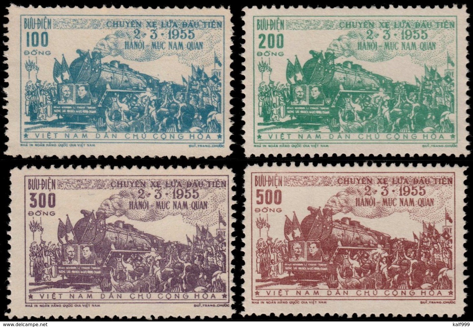 ✔️ Vietnam 1956 - Trains Railway Top Set ! Luxe ! - Mi. 31/34 (*) MNGAI - €160 - Vietnam