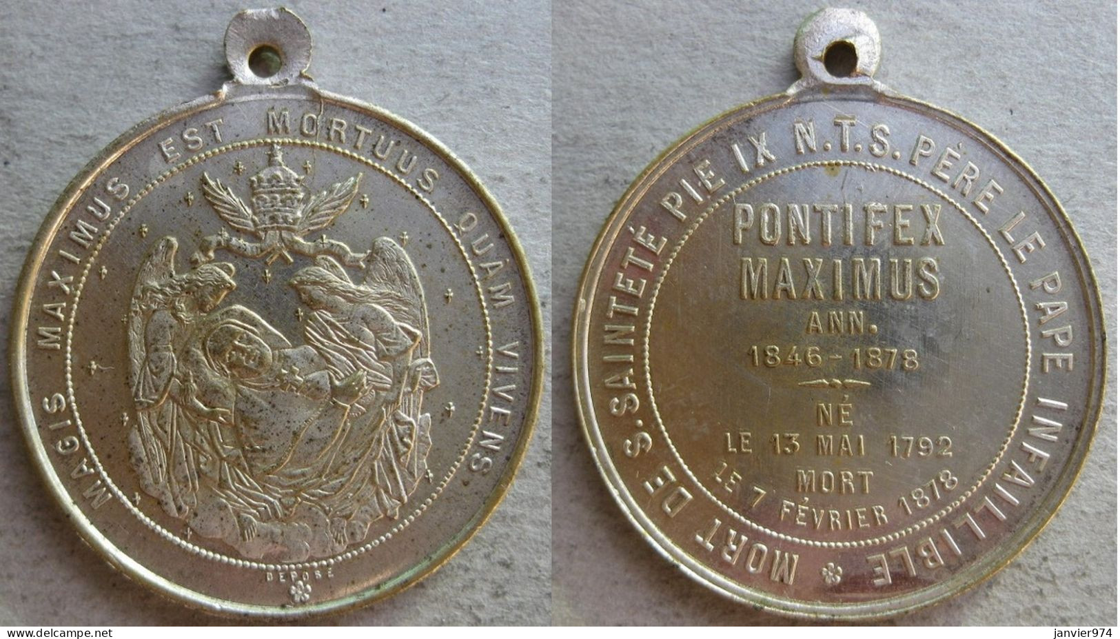 Médaille Mort Du Pape PIE IX Le Pape Infaillible. 7 Février 1878 - Otros & Sin Clasificación