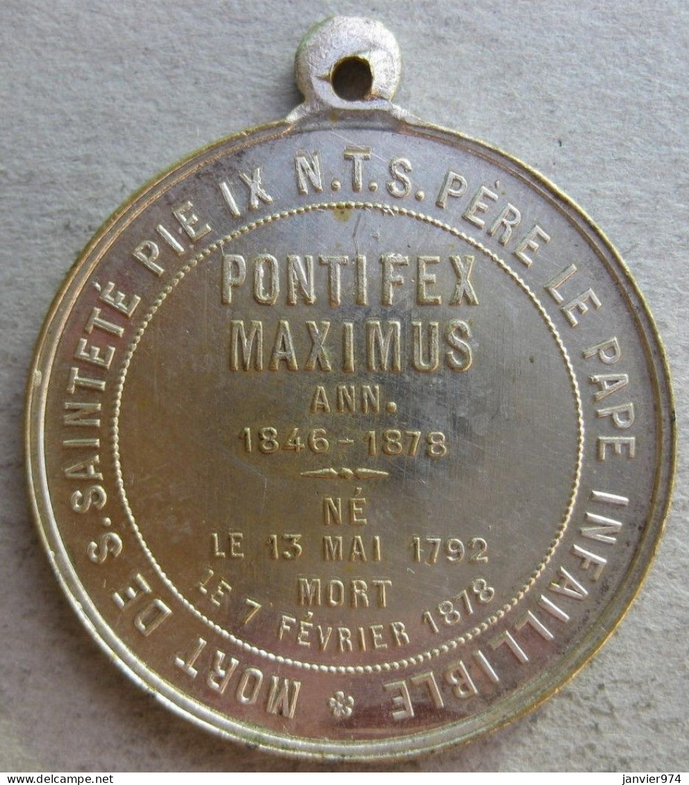 Médaille Mort Du Pape PIE IX Le Pape Infaillible. 7 Février 1878 - Otros & Sin Clasificación