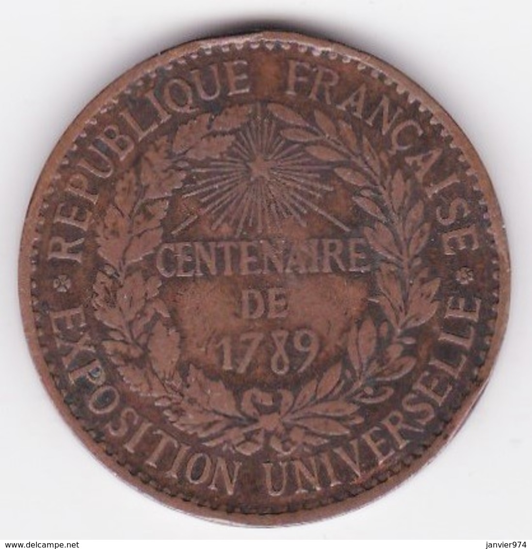 Jeton Centenaire De 1789 Exposition Universelle Paris - Régie Des Monnaies, Par Barre - Professionnels / De Société