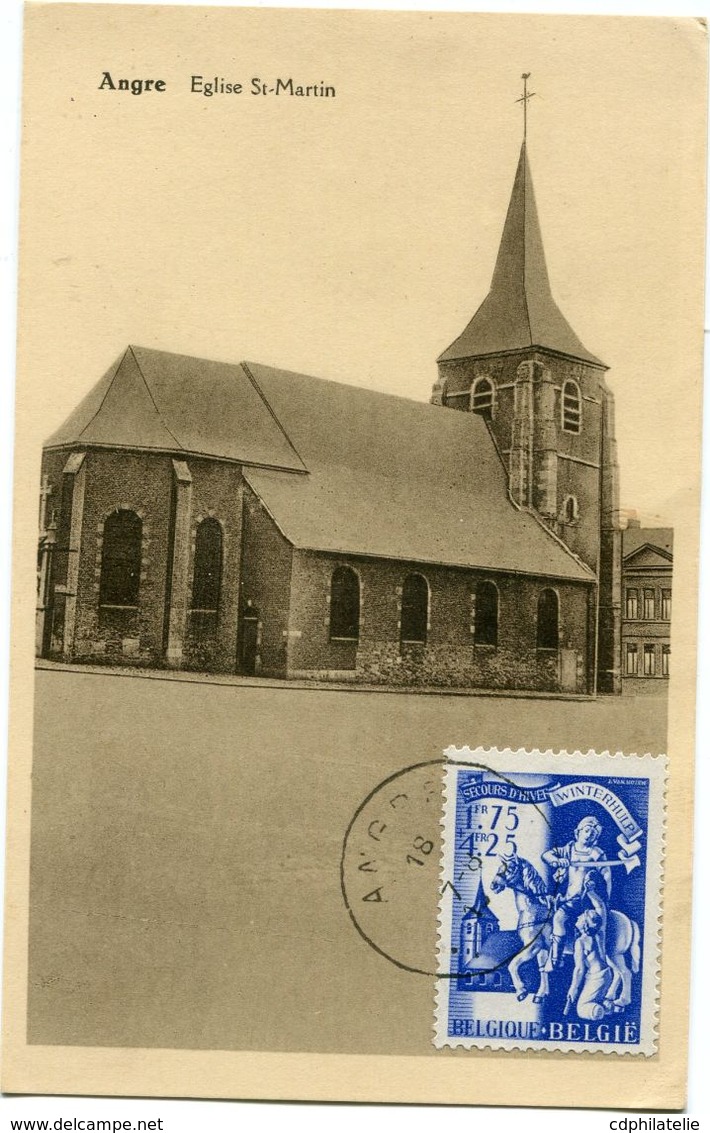 BELGIQUE CARTE MAXIMUM DU N°636 BASILIQUE SAINT MARTIN A LIEGE AVEC OBLITERATION ANGRE ?-?-(44) - 1934-1951