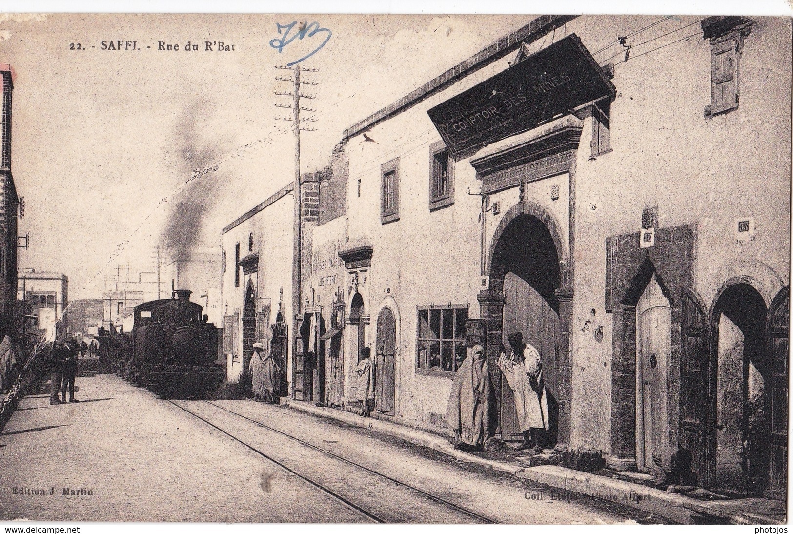 Post Card> Saffi  Safi (Maroc) Rue De R'bat  Train Locomotive  Très Rare  Ed J Martin  TBE NO PAYPAL - Sonstige & Ohne Zuordnung