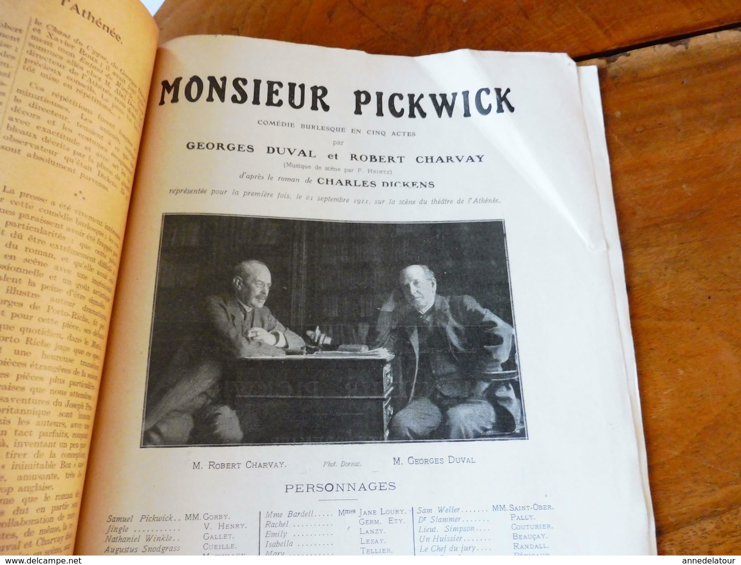 MONSIEUR PICKWICK, Par Georges Duval Et Robert Charvay   (origine : L'ILLUSTRATION  THÉÂTRALE 1911 )  Défaut D'aspect - Auteurs Français