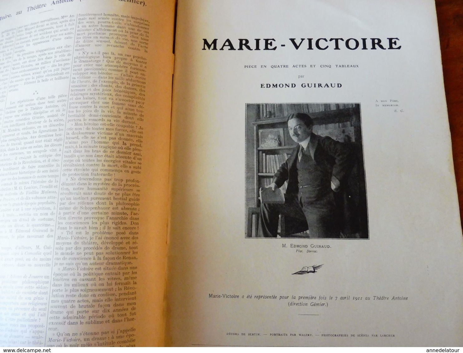 MARIE-VICTOIRE, Par Edmond Guiraud   (origine : L'ILLUSTRATION  THÉÂTRALE 19011 )  Dos Illustré Pub MICHELIN - Autores Franceses