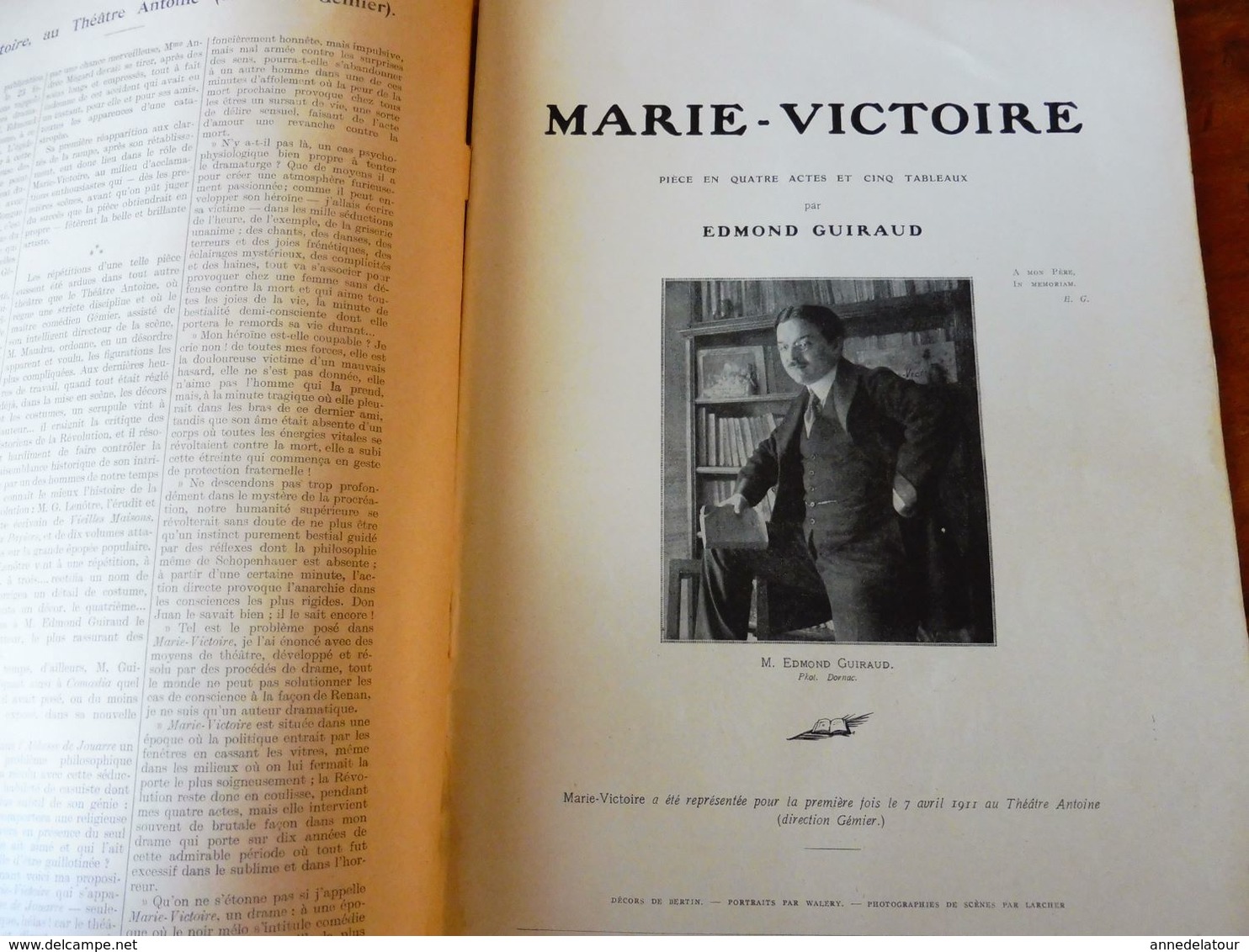 MARIE-VICTOIRE, Par Edmond Guiraud   (origine : L'ILLUSTRATION  THÉÂTRALE 19011 )  Dos Illustré Pub MICHELIN - Autori Francesi