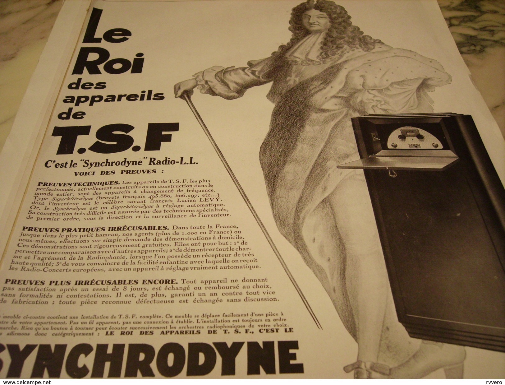 ANCIENNE PUBLICITE LE ROI DES TSF RADIO LL 1928 - Sonstige & Ohne Zuordnung