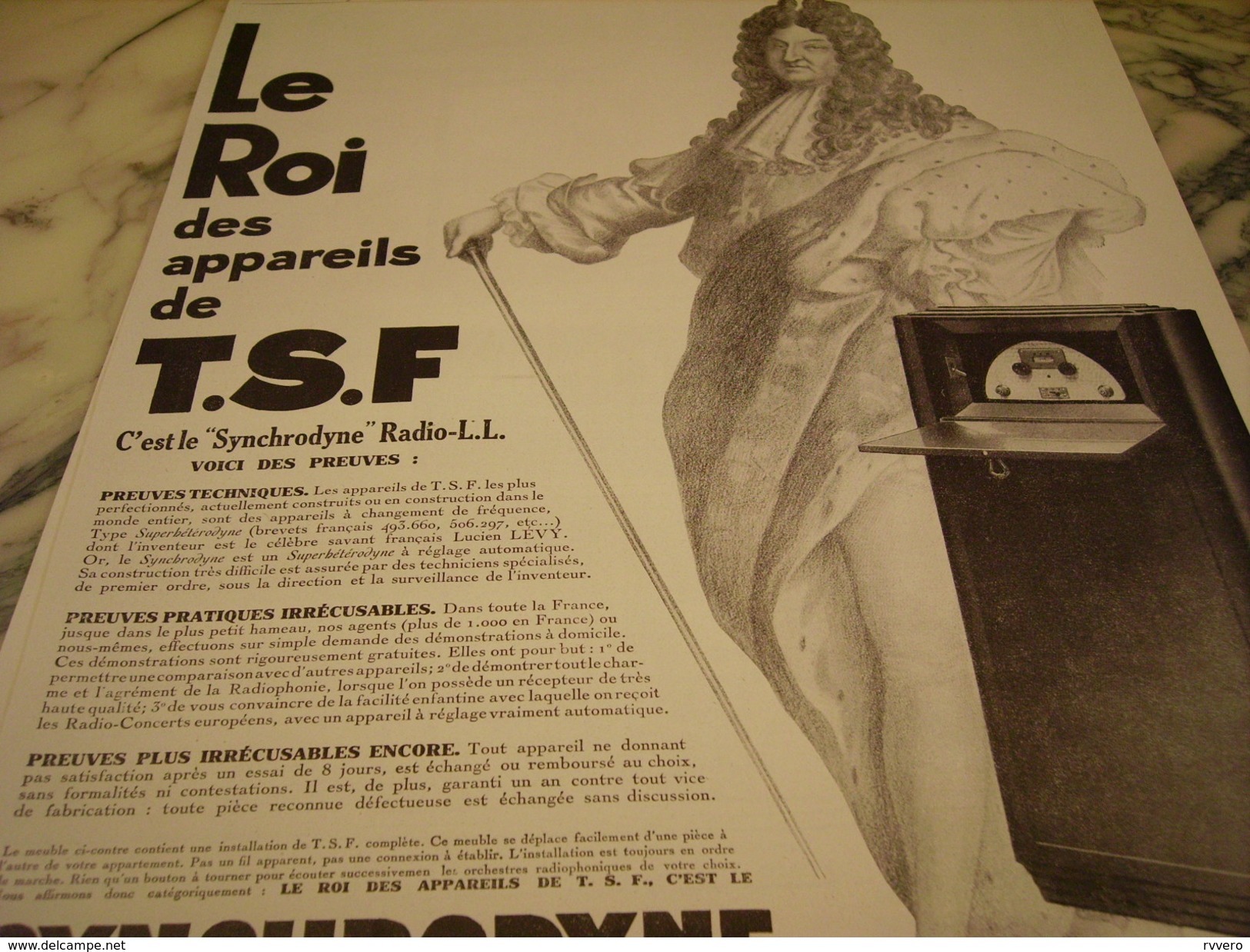 ANCIENNE PUBLICITE LE ROI DES TSF RADIO LL 1928 - Altri & Non Classificati