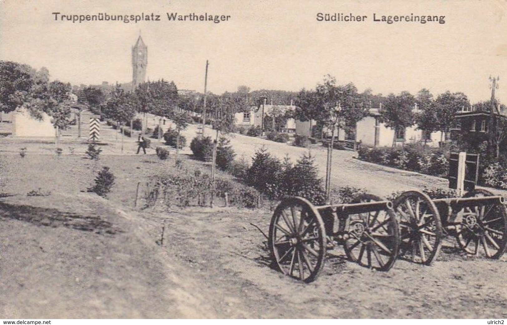 AK Truppenübungsplatz Warthelager - Südlicher Lagereingang - Feldpost Ausb.-Kursus F. Offiziers-Aspirantem 1917 (51025) - Posen