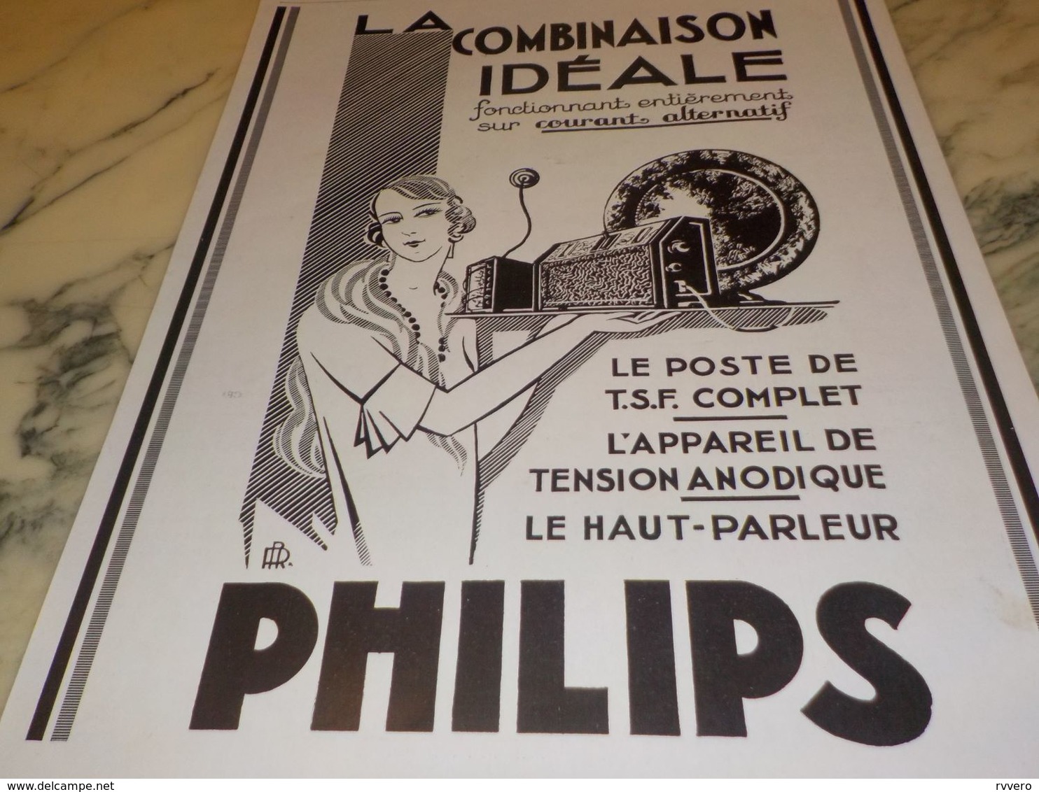 ANCIENNE PUBLICITE LA COMBINAISON IDEAL PHILIPS 1928 - Sonstige & Ohne Zuordnung