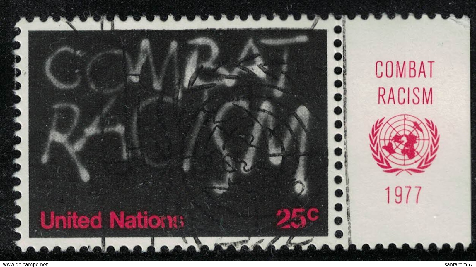 Nations Unies 1977 Oblitéré Used ONU Graffiti Combat Racism Lutte Contre Le Racisme SU - Used Stamps