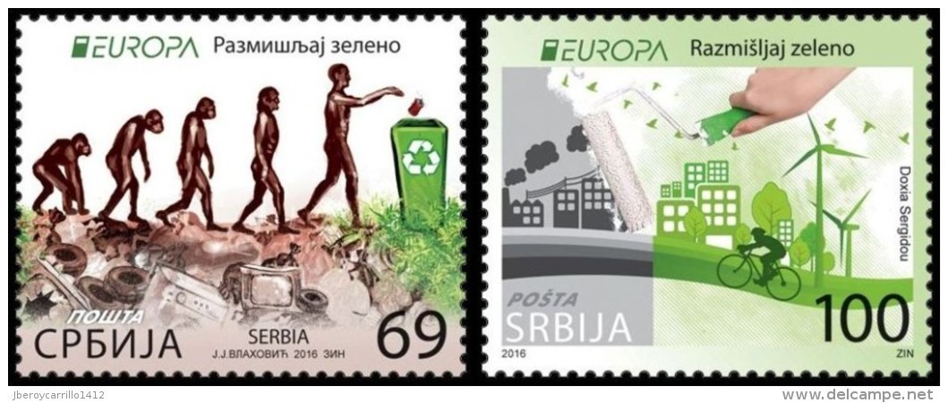 SERBIA /SRBIJA /SERBIEN - EUROPA 2016 -TEMA "ECOLOGIA -EL PENSAMIENTO VERDE -THINK GREEN".-SERIE 2 V. - 2016