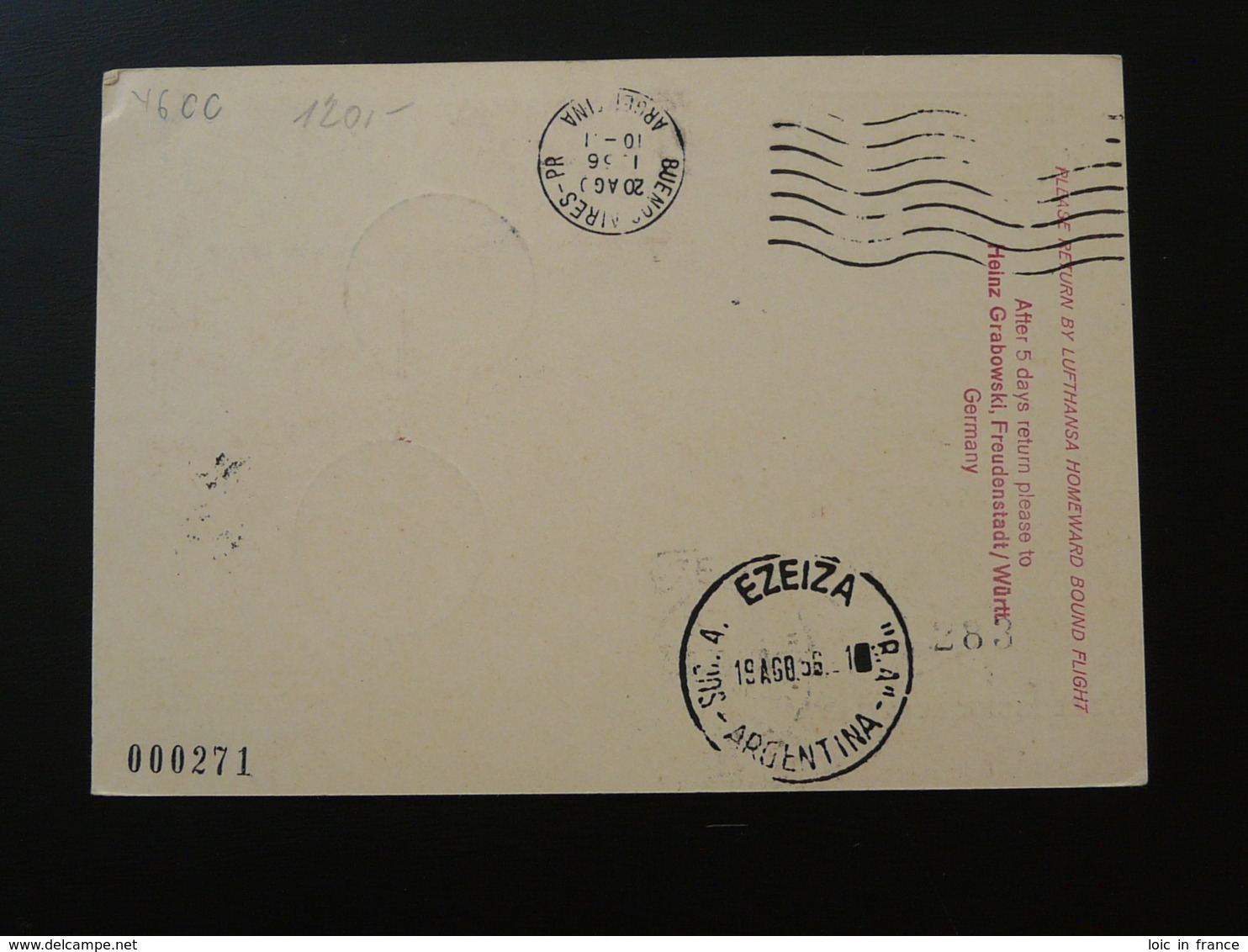 Lettre Premier Vol First Flight Cover Paris Buenos Aires Argentina Lufthansa 1956 - Primeros Vuelos