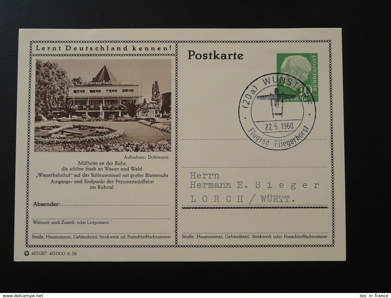 Aviation Flugtag Wunstorf Sur Entier Postal Stationery Allemagne Germany 1960 - Postales Ilustrados - Usados