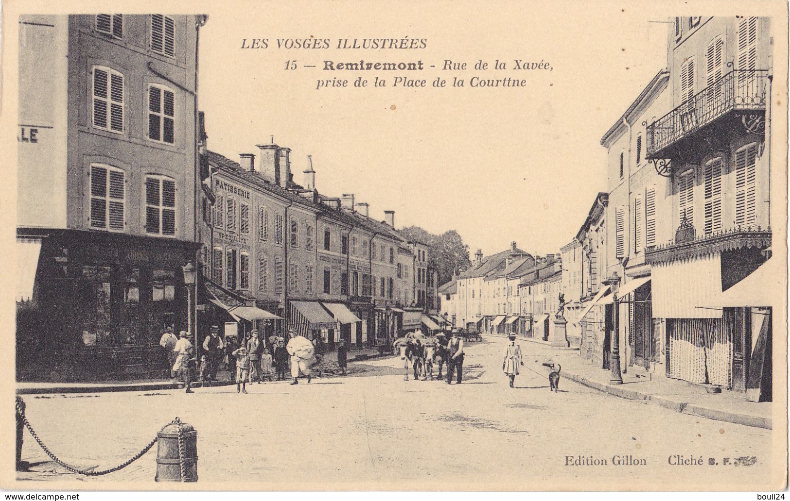 AVIT18-  REMIREMONT  DANS LES VOSGES RUE DE LA XAVEE PRISE DE LA PLACE DE LA COURTINE  CPA  CIRCULEE - Remiremont