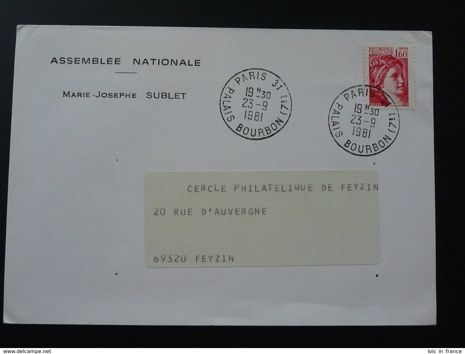 Lettre Assemblée Nationale Oblitération Paris Palais Bourbon 1981 (ex 2) - 1961-....