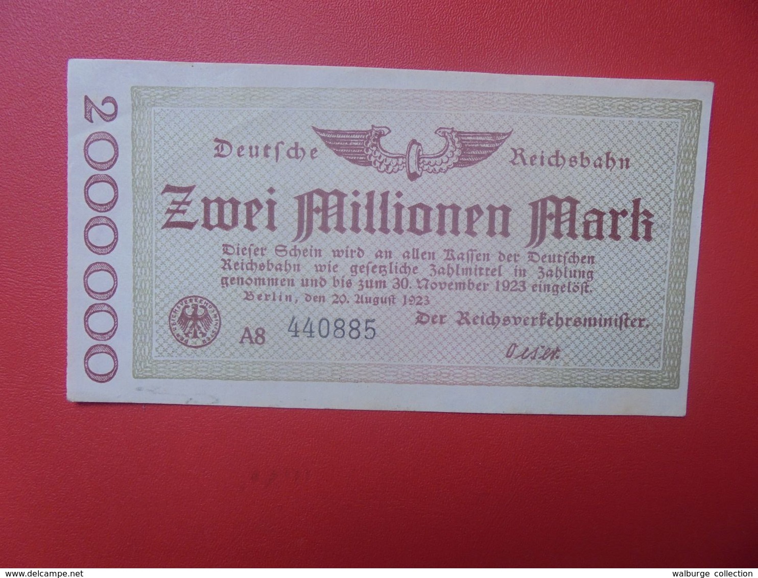 Deutsche Reichsbahn 2 MILLIONEN 1923 Circuler (B.14) - 2 Mio. Mark