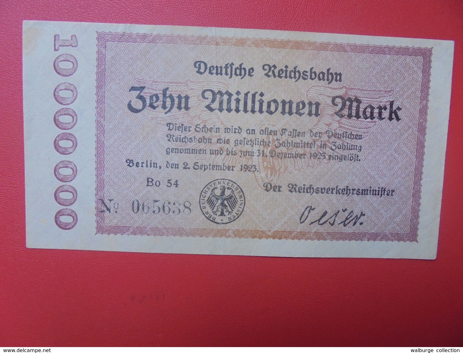 Deutsche Reichsbahn 10 MILLIONEN 1923 Circuler (B.14) - 10 Millionen Mark