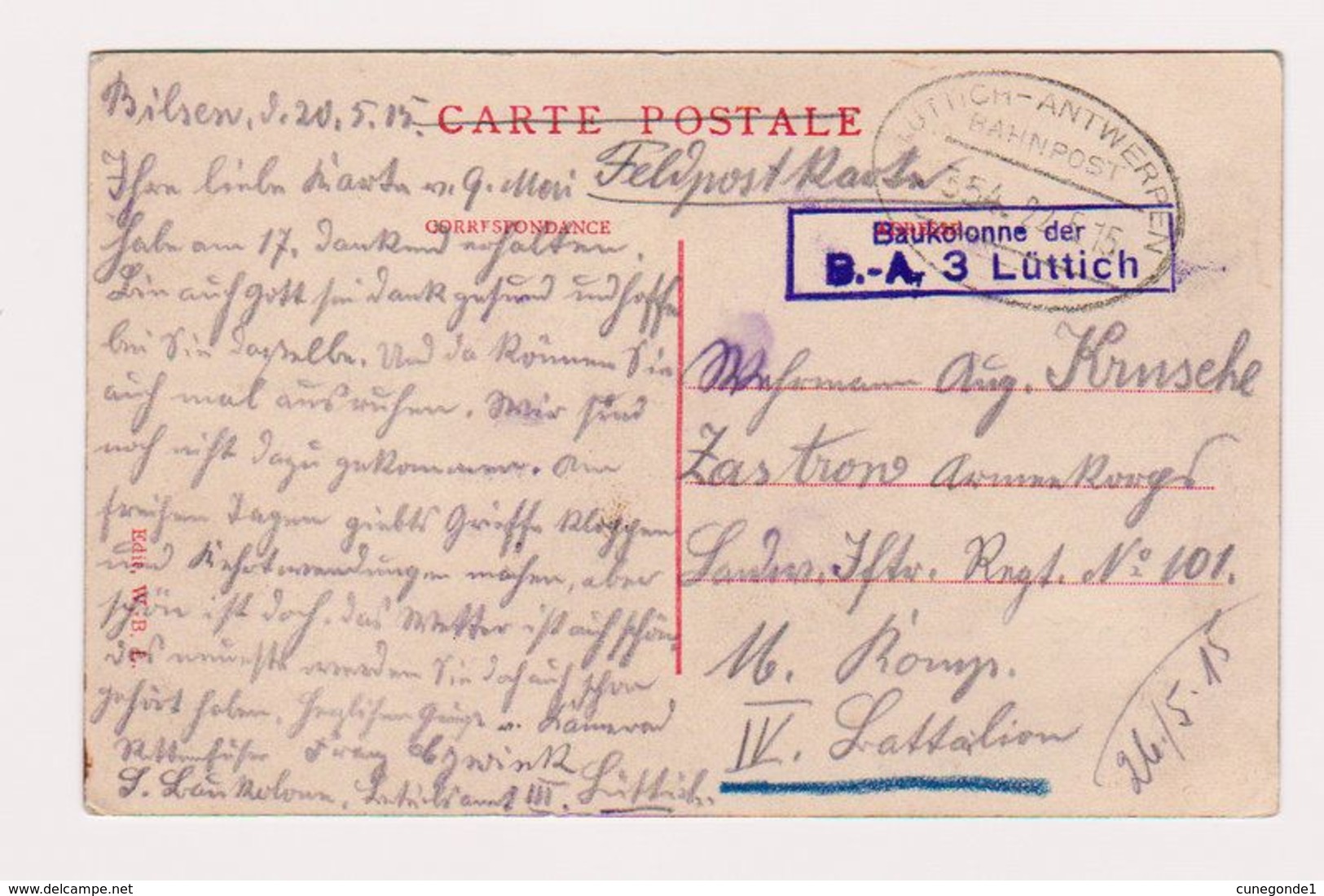 CPA BILSEN BILZEN Brugstraat Un Peu Animée - Circulée En 1915 - Feldpostkarte - Voir Cachet - W.B.L. 2 Scans - Bilzen