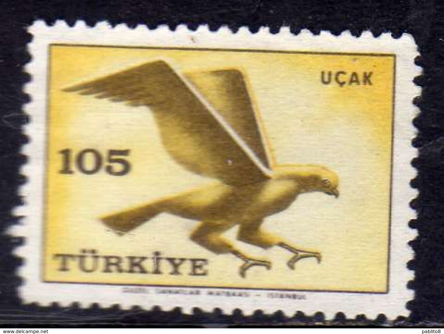 TURCHIA TURKÍA TURKEY 1959 AIR MAIL POSTA AEREA BIRD FAUNA AVICOLA HAWK FALCO 105k MNH - Posta Aerea